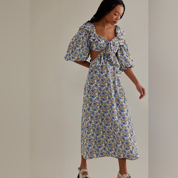 S O L D. Nobody's Child Puff-Sleeve Cutout Dress size 8 - Picture 8 of 12